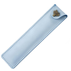 Cowhide Pencil Case Personalized Retro Handmade First Layer Cowhide Pen Case(Fog Wax Sky Blue)