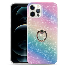 For iPhone 11 Gradient Color Shell Texture IMD TPU Shockproof Case with Ring Holder (Gradient Rainbow)