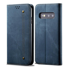 For Galaxy S10e Denim Texture Casual Style Horizontal Flip Leather Case with Holder & Card Slots & Wallet(Blue)