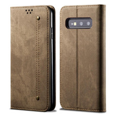 For Galaxy S10e Denim Texture Casual Style Horizontal Flip Leather Case with Holder & Card Slots & Wallet(Khaki)