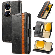 For Huawei P50 Pro CaseNeo Business Splicing Dual Magnetic Buckle Horizontal Flip PU Leather Case with Holder & Card Slots & Wallet(Black)