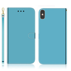 For iPhone X / XS Imitated Mirror Surface Horizontal Flip Leather Case with Holder & Card Slots & Wallet & Lanyard(Blue)