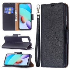 For Xiaomi Redmi 10 Litchi Texture Pure Color Horizontal Flip PU Leather Case with Holder & Card Slots & Wallet & Lanyard(Black)