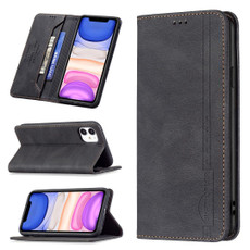 For iPhone 11 Magnetic RFID Blocking Anti-Theft Leather Case with Holder & Card Slots & Wallet (Black)