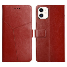 For iPhone 12 mini Y Stitching Horizontal Flip Leather Phone Case with Holder & Card Slots & Wallet & Photo Frame (Brown)