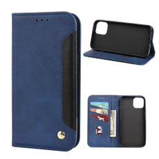 For iPhone 12 Pro Max Skin Feel Splicing Leather Phone Case(Blue)