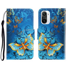 For Xiaomi Redmi K40 3D Colored Drawing Horizontal Flip Leather Phone Case(Jade Butterfly)