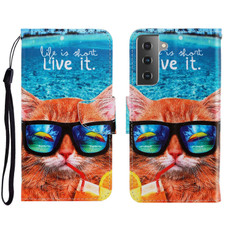 For Samsung Galaxy S22+ 5G 3D Colored Drawing Horizontal Flip Leather Phone Case(Underwater Cat)