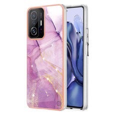 For Xiaomi Mi 11T / Mi 11T Pro Electroplating Marble IMD TPU Phone Case(Purple 001)