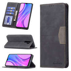 For Xiaomi Redmi 9 Magnetic Splicing Leather Phone Case(Black)