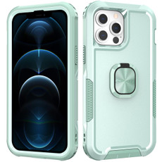 For iPhone 12 Pro Max 3 in 1 PC + TPU Phone Case with Ring Holder(Mint Green)