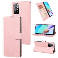 For Xiaomi Redmi Note 11 / Poco M4 Pro 5G Fantasy Classic Skin-feel Calfskin Texture Magnetic Buckle Horizontal Flip PU Phone Leather Case with Holder & Card Slot & Wallet(Pink)