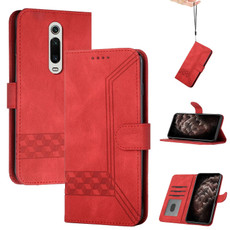 For Xiaomi Mi 9T / Redmi K20 Cubic Skin Feel Flip Leather Phone Case(Red)