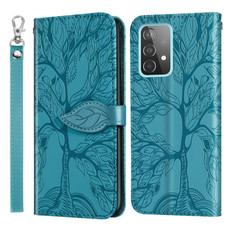 For Samsung Galaxy A53 5G Life of Tree Embossing Leather Phone Case(Blue)