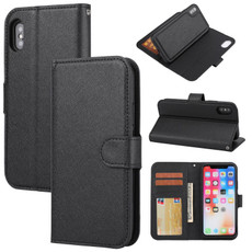 For iPhone X / XS Cross Texture Detachable Leather Phone Case(Black) For iPhone X / XS Cross Texture Detachable Leather Phone Case(Black)