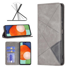 For Samsung Galaxy A13 4G Prismatic Invisible Magnetic Leather Phone Case(Grey)