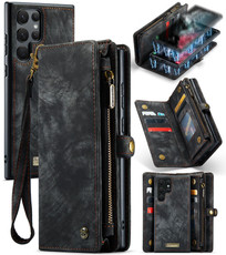 For Samsung Galaxy S22 Ultra 5G CaseMe-008 Detachable Multifunctional Horizontal Flip Leather Case(Black)