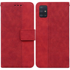 For Samsung Galaxy A71 5G Geometric Embossed Leather Phone Case(Red)