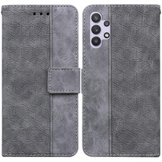 For Samsung Galaxy A32 4G Geometric Embossed Leather Phone Case(Grey)