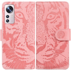 For Xiaomi 12 Pro Tiger Embossing Pattern Horizontal Flip Leather Phone Case(Pink)