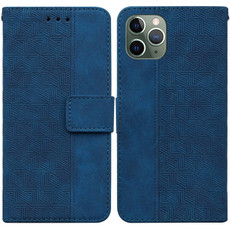 For iPhone 11 Pro Max Geometric Embossed Leather Phone Case (Blue)