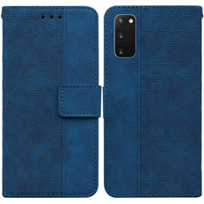 For Samsung Galaxy S20 Geometric Embossed Leather Phone Case(Blue)