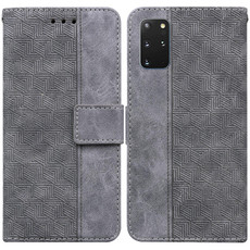 For Samsung Galaxy S20+ Geometric Embossed Leather Phone Case(Grey)