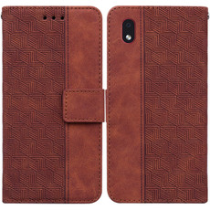 For Samsung Galaxy A01 Core Geometric Embossed Leather Phone Case(Brown)