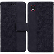 For Samsung Galaxy A01 Core Geometric Embossed Leather Phone Case(Black)