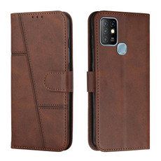 For Infinix Hot 10 Stitching Calf Texture Buckle Leather Phone Case(Brown)