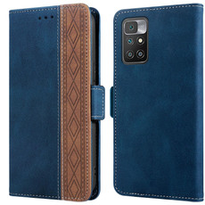 For Xiaomi Redmi 10 4G Stitching Side-Magnetic RFID Leather Phone Case(Royal Blue)