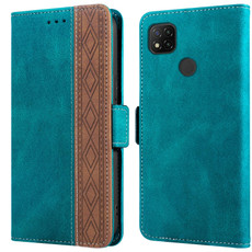 For Xiaomi Redmi 9C Stitching Side-Magnetic RFID Leather Phone Case(Dark Green)