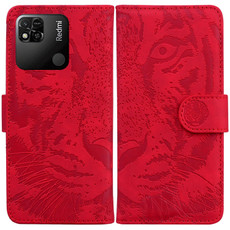 For Xiaomi Redmi 10A Tiger Embossing Pattern Leather Phone Case(Red)