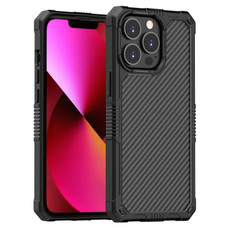 For iPhone 12 Carbon Fiber Shockproof Case(Black)