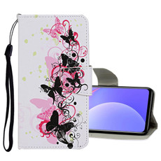 For Xiaomi Redmi K40 Colored Drawing Pattern Flip Leather Case(Four Butterflies)