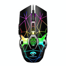 LEAVEN 7 Keys 4000DPI USB Wired Computer Office Luminous RGB Mechanical Gaming Mouse, Cabel Length:1.5m, Colour: S30 Black