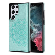 For Samsung Galaxy S22 Ultra 5G Double Buckle Mandala PU+TPU Phone Case(Green) For Samsung Galaxy S22 Ultra 5G Double Buckle Mandala PU+TPU Phone Case(Green)