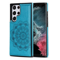 For Samsung Galaxy S22 Ultra 5G Double Buckle Mandala PU+TPU Phone Case(Blue) For Samsung Galaxy S22 Ultra 5G Double Buckle Mandala PU+TPU Phone Case(Blue)