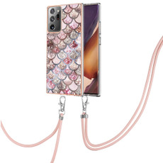 For Samsung Galaxy Note20 Ultra Electroplating IMD TPU Phone Case with Lanyard(Pink Scales)