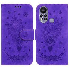 For Infinix Hot 11s X6812 Butterfly Rose Embossed Leather Phone Case(Purple)
