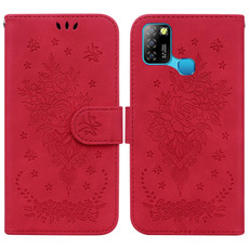 For Infinix Smart 5 X657 / Hot 10 Lite Butterfly Rose Embossed Leather Phone Case(Red)