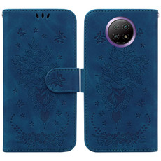 For Xiaomi Redmi Note 9T / Note 9 5G Chinese Butterfly Rose Embossed Leather Phone Case(Blue)