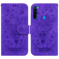For Xiaomi Redmi Note 8T Butterfly Rose Embossed Leather Phone Case(Purple)