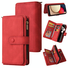 For Samsung Galaxy A02s Skin Feel PU + TPU Horizontal Flip Leather Case with Holder & 15 Cards Slot & Wallet & Zipper Pocket & Lanyard(Red)