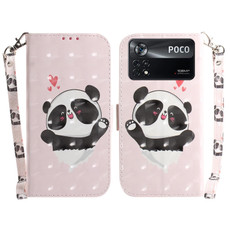 For Xiaomi Poco X4 Pro 5G 3D Colored Horizontal Flip Leather Phone Case(Heart Panda)