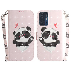 For Xiaomi 11T / 11T Pro 3D Colored Horizontal Flip Leather Phone Case(Heart Panda)