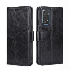 For Xiaomi Redmi Note 11 4G / Note 11S Geometric Stitching Horizontal Flip Leather Phone Case(Black)