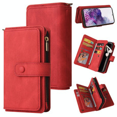 For Samsung Galaxy S20 Skin Feel PU + TPU Horizontal Flip Leather Case with Holder & 15 Cards Slot & Wallet & Zipper Pocket & Lanyard(Red)