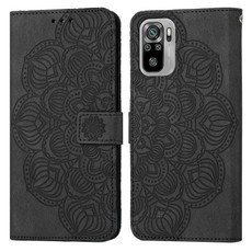 For Xiaomi Redmi Note 10 Mandala Embossed Flip Leather Phone Case(Black)