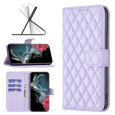 For Samsung Galaxy S22 Ultra 5G Diamond Lattice Wallet Leather Flip Phone Case(Purple)